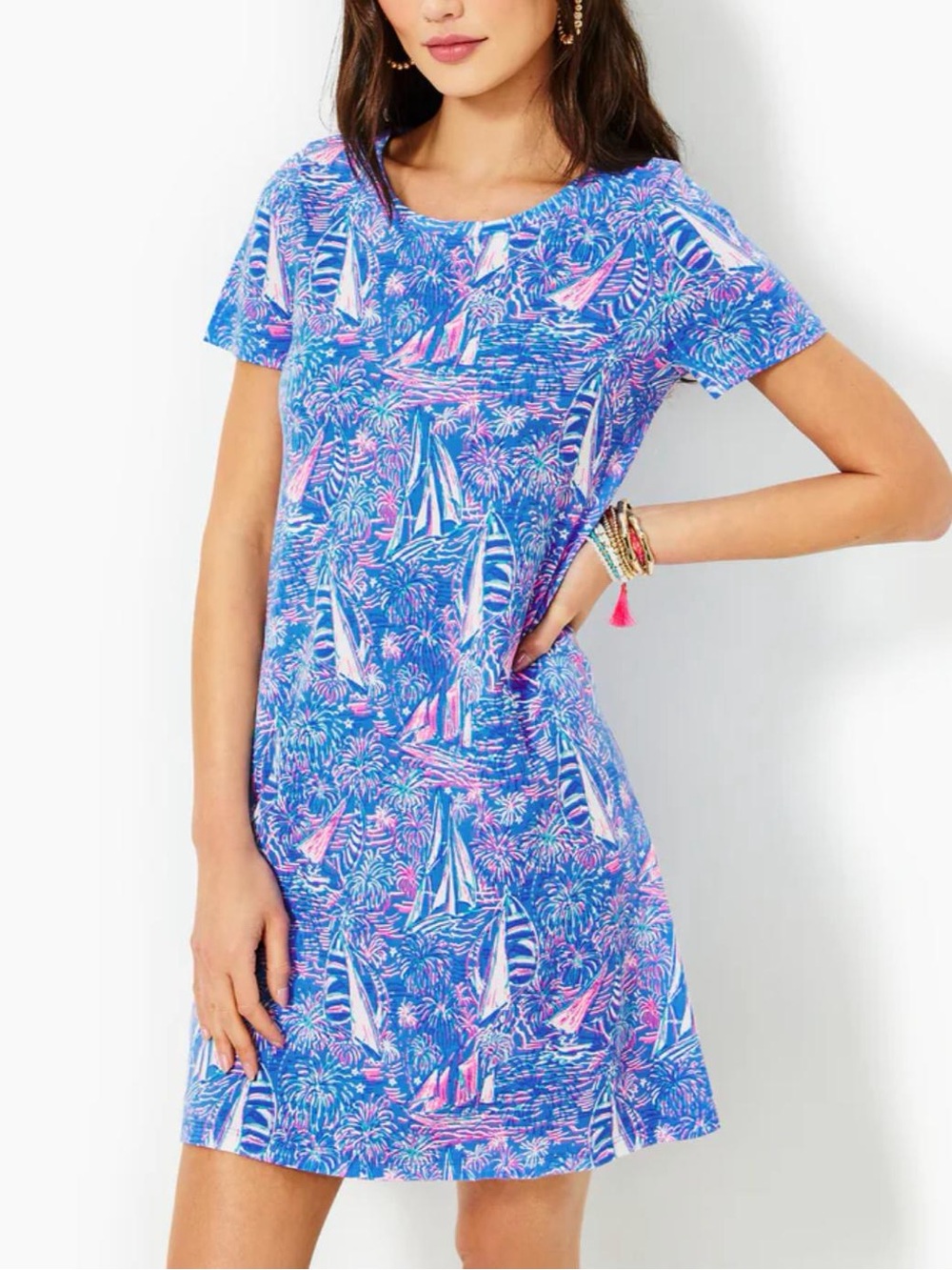 NWT Lilly Pulitzer Cody T-Shirt Dress It’s A Sailabration Boca Blue SZ XXL